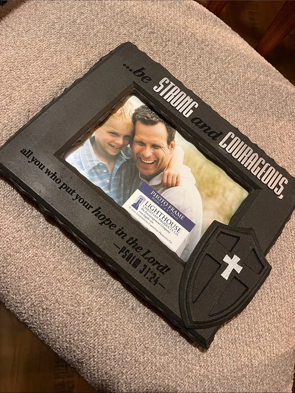 Cast Stone - “Be Strong and Courageous” Black Photo Frame